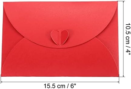 מעטפות כרטיס מתנה לפטיקיל, 24 מארז אבזם בצורת לב מחזיקי כרטיס מתנה מיני מעטפה לימי הולדת חתונות, אדום