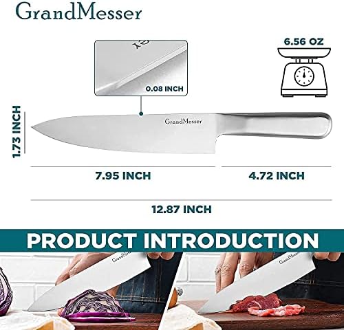 סכין בישול סבתא סכין 8 אינץ 'סכין מטבח נירוסטה פחמן עם מחדד וידית ארגונומית - סכין חיתוך לשימוש מקצועי
