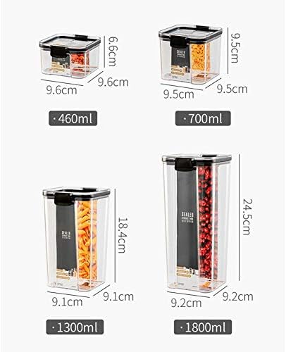 מכולות אחסון מזון אטום המוגדרות עם מכסה מנעול קל, סט אחסון מיכלי דגנים של 4 העשויים מחומר ללא
