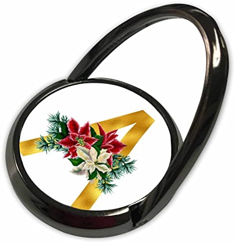 תמונת פרחים של חג המולד של 3DROSE של מונוגרמת זהב ראשונית A - טבעות טלפון