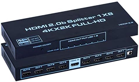 1x8 מפצל HDMI, 1 ב 8 Out HDMI Splitter Splitter Audio Video Box Box תומך ב- Full HD 3D ו- 4K x