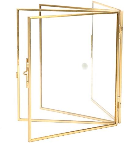ג'ויזן זכוכית קטנה מסגרת צפה זהב מתומן זהב צלול קיר עיצוב פליז מסגרת תלייה לתצוגה דגימה צמחית לחוצה