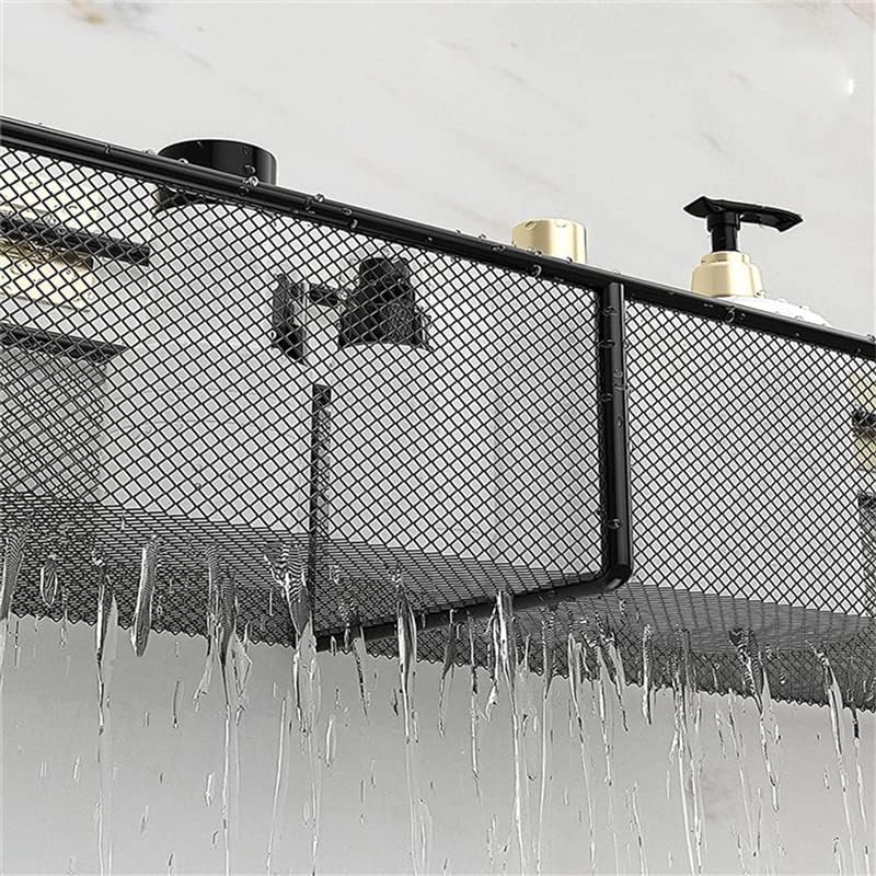 PDGJG מדף מקלחת מדף אביזרים מט חדר אמבטיה שחור מתלה פינתי מטבח מדף קיר מקלחת שמפו מתלה