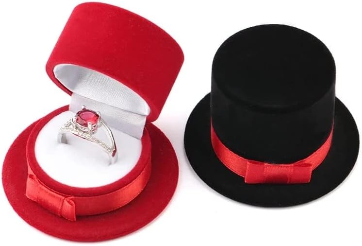 אדום שחור מגבעת תכשיטי תיבת קטיפה חתונה טבעת תיבת שרשרת תצוגת קופסא מתנת מיכל מקרה עבור תכשיטי אריזה