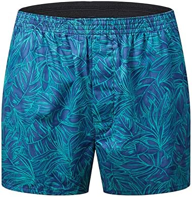 מכנסי בוקסר של PAJAMAS XXBR לגברים, עלים הוואי מכנסיים קצרים ביתיים ביתיים ארוגים שינה PJS תחתונים