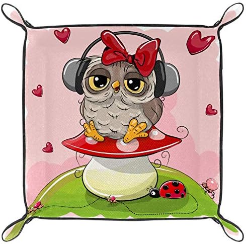 נערת ינשוף קריקטורה חמודה של Lorvies עם אוזניות קופסאות קוביית סל קוביית סל מיכלים למשרד הבית