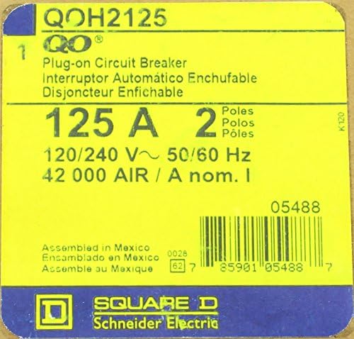 מפסק מיניאטורה חשמלי של שניידר 120/240 וולט 125-AMP QOH2125 PC PC דיסק פלאש אוניברסלי DC 2 חריצים