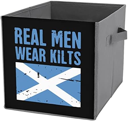 דגל סקוטית גברים אמיתיים לובשים קילטים קופיות פחי אחסון קוביות קוביות מארגן ארגזי אחסון בדים טרנדיים