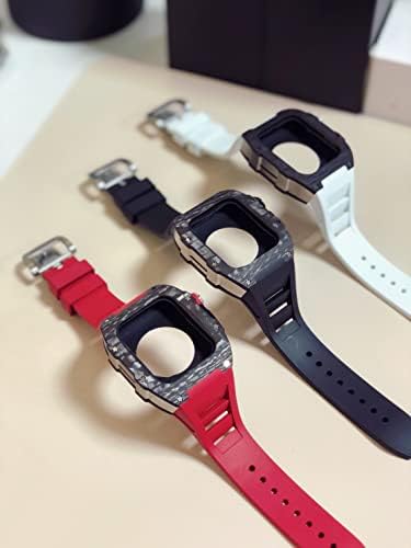 ערכת שינוי חדש של FKIMKF לסדרת Apple Watch 7 מארז מתכת 45 ממ+רצועת סיליקון עבור IWatch 44 SE 6 5 4 רצועת גומי