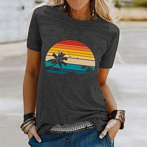 צמרות קיץ לנשים חולצת טי גרפית חוף חוף חופשה בהוואי חולצת טריקו שרוול קצר