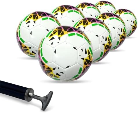 תרגול כדורי כדורגל 8 גודל חבילה 5 - PU/PVC חומר רך - מכונה תפור - כולל משאבת כדור