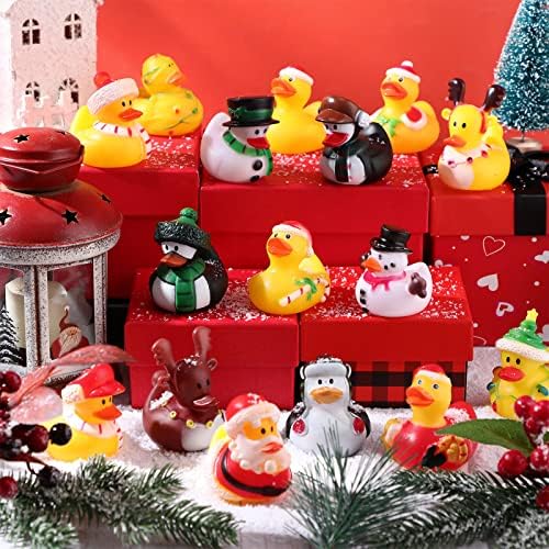 48 מחשבים לחג המולד גומי ברווז בתפזורת 2 '' מיני ברוז צעצועים בנות בנות בנות צף אמבטיה מולטי -צבע חג המולד נושא