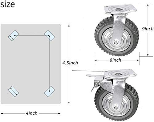 8 ב גלגלית גלגלים תעשייתי כבד החובה גלגלים 4 חבילה נגד החלקה פוליכלוריד מסתובב גלגלים עם אבץ למעלה צלחת