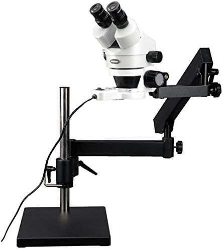 מיקרוסקופ זום סטריאו משקפת מקצועי של אמסקופ-7-פרל, עיניות פי 10, הגדלה פי 3.5-45, מטרת זום פי