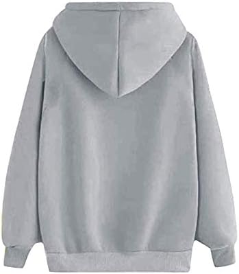 סוודר לנשים גוש צבע רגוע דפסת עבודות משרד כיס כיס קפוצ'ון רגיל זורם קל משקל רופף