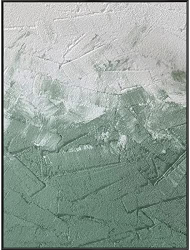 ציור שמן מצויר ביד ZZCPT - ירוק מופשט תפיסה אומנותית מודרנית פשוט מרקם עבה שמן שמן נוף צביעת קישוטים לקיר