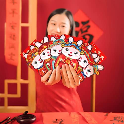 18 חתיכות 2023 סיני אדום מעטפות, סיני חדש שנה אדום מעטפות ארנב שנים הונגבאו אדום כיס מזל כסף מעטפות חמוד קטן מעטפות