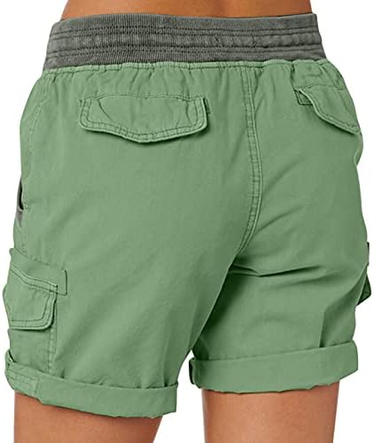 מכנסיים קצרים לאימון לנשים משיכת קיץ מותניים אלסטיים מכנסיים אתלטים קצרים בצבע אחיד נוחות מטען