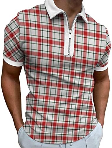 חולצות פולו לגברים רבע-רוכסן רוכסן צווארון צווארון צמרות שרוול קצר מזדמן רזה מתאים לחולצת תערובת כותנה כותנה