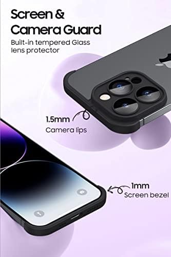 Lekevo מתאים ללא מסגרת לאייפון 14 Pro Max Case עם מגן עדשת המצלמה, כיסוי טלפון רך TPU רך -זעזועים, מעטפת פגוש