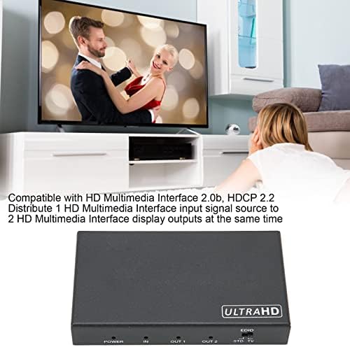 מפצל ממשק מולטימדיה HD, פלאק ומשחק 1 ב 2 Out Video Switcher 100-240V הגנה על ESD ללא הפסד לטלוויזיה