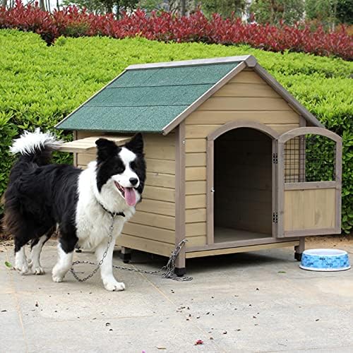 בית כלבים חיצוני ומקורה מלונה כלבים אטומה למים עם חלון דלת אספלט גג גג כלבים לארגזי כלבים קטנים או כלבים