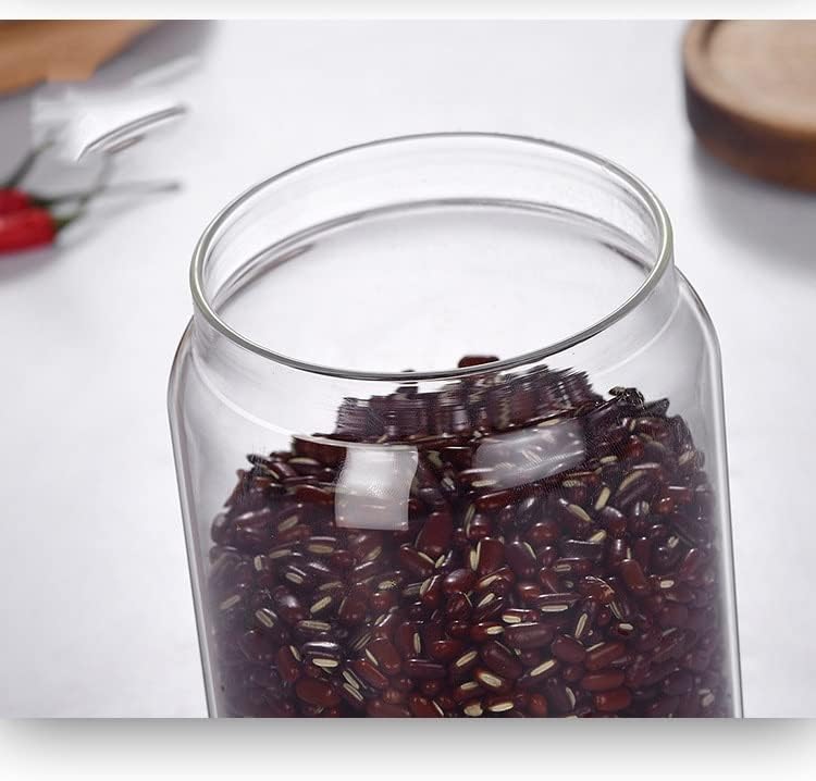5 יחידות אטום זכוכית בקבוק תה קפה שעועית ברור זכוכית אחסון תיבת סוכריות וחטיף צנצנות עם מכסה עץ