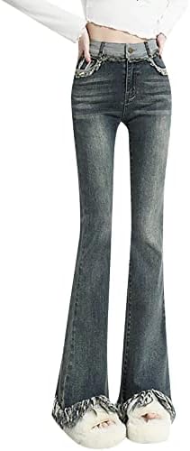 ג'ינס מתלקחות וינטג 'מכנסיים קטנות ברגיות רחבות שטפו מגדלים בסיסיים ג'יג'ינג נשים אופנה מתלקחות מכנסיים