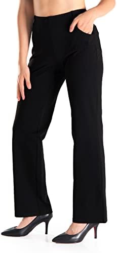 יוגיפס, לולאות חגורה, קטנטן לנשים/רגיל/גבוה מותניים גבוהים נמתחים ברגל ישר רגועה מכנסי שמלת יוגה לעבודה