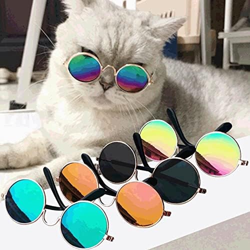 משקפי חתול חיות מחמד עגולים משקפי שמש מקסימים לכלב קטן חתול חתול עין השתקפות משקפיים