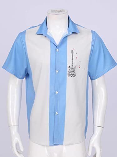 חולצת באולינג של יוג'ו גברים מחנה סגנון קובני מחנה 50s רטרו קל משקל קל משקל שרוול קז'ואל כפתור למטה