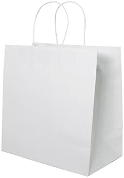 שקית נייר Qbqbag Kraft עם ידית 12x6 7/8x12 אינץ 'שקיות מתנה שקיות קניות 100 יח' ， יום הולדת, מסיבה, תיקים