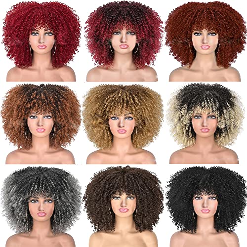 קוקישופ קצר מתולתל פאה עבור שחור נשים מתאים לכל פנים צורת אפריקאי קטן מתולתל שיער 14 סנטימטרים