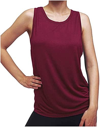 נשים ללא שרוולים 2023 כותנה קרקעית אימון חדר כושר גזור טנק חולצה חולצה בסיסית אפוד אפוד לגברות ZE