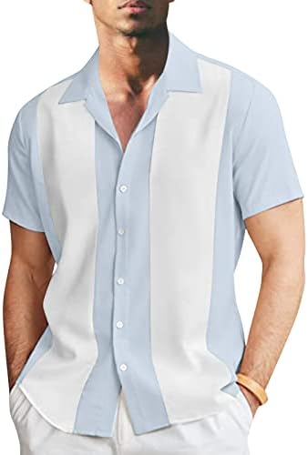 2023 אופנה לגברים חדשים וצבע פנאי תואם כפתור דש כפתור חצי שרוול חולצה חולצת חולצת שרוול קצר חולצה