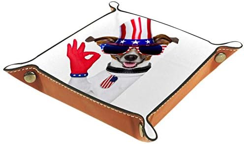 מגשי שולחן במשרד מוום, גאווה אמריקאי בסדר כלב, עור שרות מגש סוראז ' קופסות קטן לתפוס מגש עבור בית