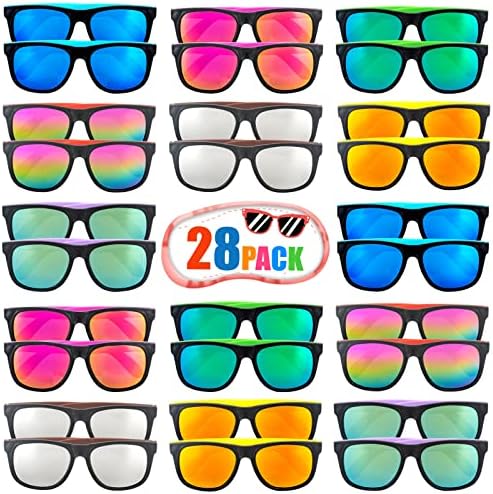 ליאנמן צעצועי ניאון מסיבת משקפי שמש, 28 חבילה 7 צבעים מסיבת משקפיים למבוגרים ובני נוער,80 של רטרו