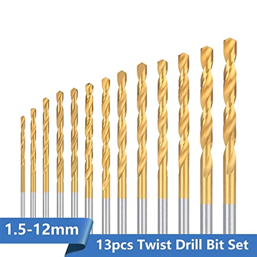 טוויסט מקדח סט 1.5-12 ממ טיטניום מצופה מקדח מתכת נגרות כלי קידוח כלים 13 יחידות