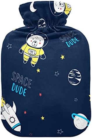 חלל OARENCOL אסטרונאוט דוב בקבוק מים חמים כוכב כוכב טיל כוכב שקית מים חמים כחולים עם כיסוי לדחיסה חמה וקרה