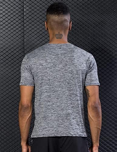 5 מארז גברים של פעיל מהיר יבש צוות צוואר חולצות / ספורט ריצת כושר אימון קצר שרוול טי חולצות בתפזורת