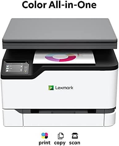 לקסמרק מק3224 מדפסת לייזר רב תכליתית צבעונית עם יכולות הדפסה, העתקה, סריקה ואלחוט, הדפסה דו צדדית עם אבטחה