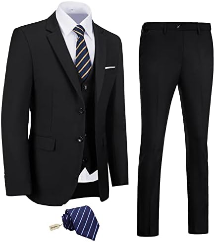 אמיוקס גברים רזה מתאים 3 חליפת חתיכה שני כפתור עסקים חתונה שמלת טוקסידו חליפת סט מעיל אפוד מכנסיים עם עניבה