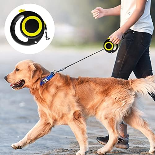 רצועת כלבים נשלפת של Ikunfen, רצועות הליכה לחיות מחמד עם ידית רכה אנטי החלקה 16ft קלטת ניילון חזקה