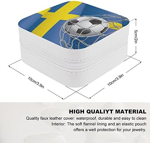 שער כדורגל ודגל שוודיה קופסת תכשיטים תכשיטים PU Traws Travel תכשיטים ניידים מארגן מארגן מארגן קופסאות