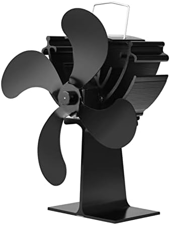 לינלין 4 שקט מנועים חום מופעל מסתובב חם / מחומם אוויר אקו תנור מאוורר עבור גז / גלולה/עץ / יומן תנורים, שחור
