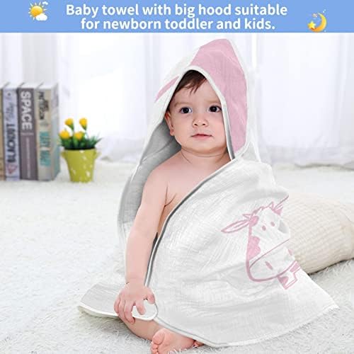 Vvfelixl מגבת עם ברדס ברדס פרה ורודה חמודה סופגת מגבות לתינוקות כותנה מגבת רחצה רכה לתינוק, פעוט 35x35in