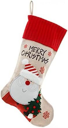 Weimay 1 PCS קישוט לחג המולד פשתן רקמה אייל אייל שלג מתנה לתיק ממתקים תליון גרבי חג המולד שקית מתנה