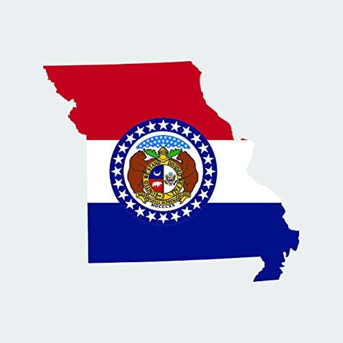 מדינת מיזורי בצורת דגל מדבקת עצמי דבק ויניל מדבקות מו-4.50 רחב