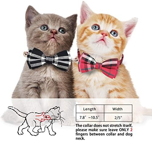 קודס 2 מארז/סט חתול צווארון הבדלני עם חמוד עניבת פרפר ופעמון עבור קיטי וכמה גורים, מתכוונן מ