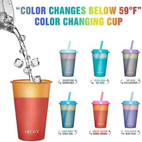 מוקי צבע שינוי כוסות עם מכסים וקשיות לילדים 6 חבילה 12 עוז פלסטיק לשימוש חוזר קר לשתות כוסות קיץ מסיבת כוסות